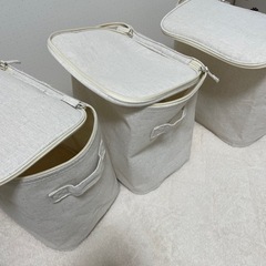 無印良品　ポリエステル綿麻混　ソフトボックス　長方形　中　フタ式...