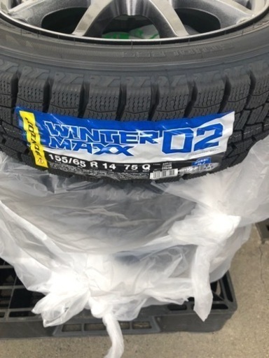 【交渉中】スタッドレスタイヤ155/65/r14 タイヤ/ホイル4本セット新品／未装着／軽自動車