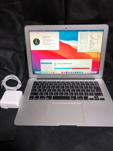 「MacBook Air 13インチ Mid 2013 MD760J/A (Core-i5/4GB/128GB)」Core i5搭載 / メモリー4GB / SSD-128GB / MacOS(Big Sur)とOffice2019 / Bootcamp側はWin10 とOffice2010 / Webカメラ / Bluetooth / USB3.0 / 無線LAN / 中古品