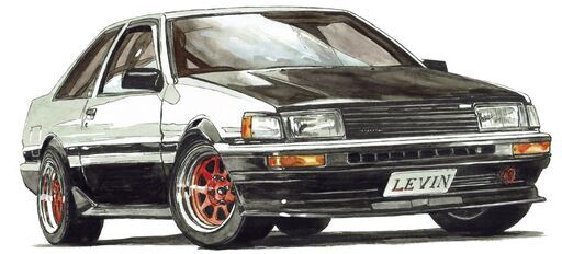 NC-391 TOYOTA カローラレビンAE86 限定版画 直筆サイン有 額装済 作家 平右ヱ門