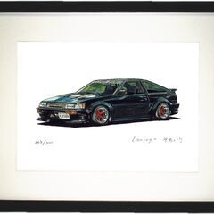 NC-392 TOYOTA カローラレビンAE86 限定版画 直筆サイン有 額装済 作家 平右ヱ門の画像