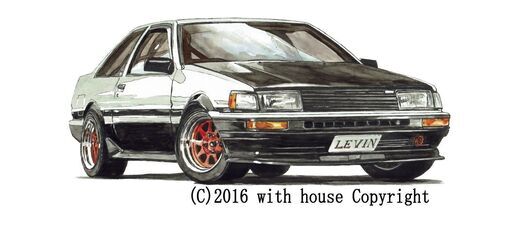 NC-393 TOYOTA カローラレビンAE86 限定版画 直筆サイン有 額装済 作家 平右ヱ門