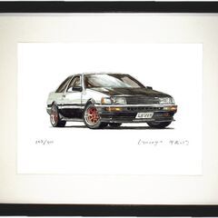 NC-393 TOYOTA カローラレビンAE86 限定版画 直筆サイン有 額装済 作家 平右ヱ門の画像