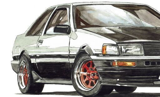 NC-393 TOYOTA カローラレビンAE86 限定版画 直筆サイン有 額装済 作家 平右ヱ門