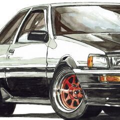 NC-393 TOYOTA カローラレビンAE86 限定版画 直筆サイン有 額装済 作家 平右ヱ門の画像