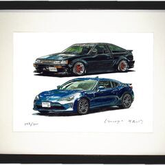 NC-397 TOYOTAレビンAE86/TOYOTA86 限定版画 直筆サイン有 額装済 作家 平右ヱ門の画像
