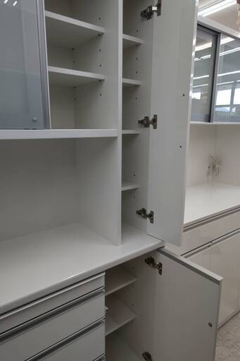 松田家具/2面レンジボード/収納力抜群/人気のホワイト