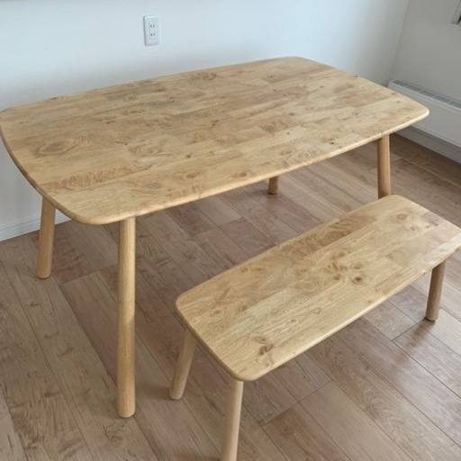 木目調 ダイニングテーブル ベンチチェア 135cm ナチュラル