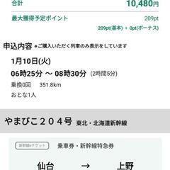 本日限定   仙台▶東京   東北新幹線