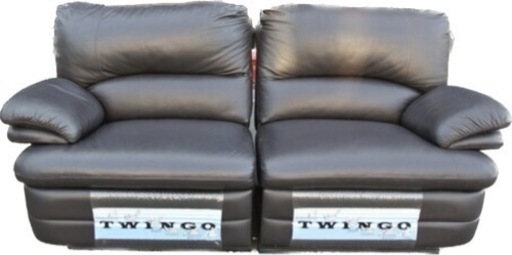 未使用！高級ソファー定価25万円　フランスベッドのツインゴ　本革　手動リクライニング　座りごごち抜群!!1台幅100cm奥行90cm高さ90cm(座面47cm)