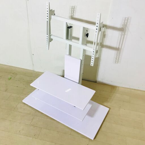 山口)下松市より　テレビスタンド　壁掛けテレビ台　　ハイタイプ　ホワイト　BIZKA01H