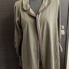 フード付きカーディガン　ロール袖　チャコール　美品
