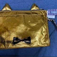 ゴールド猫 クラッチバッグ