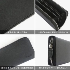 今だけ価格‼️【新品】革職人が作る財布✨メンズ 長財布　防水　ブラック 本革　箱付き ファスナー付の画像