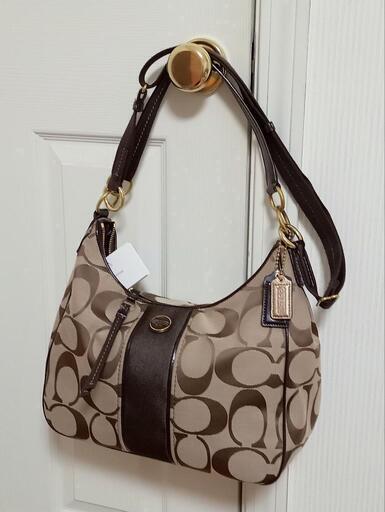 ★会わずにお取引★美品★COACH★2WAYショルダーバッグ★コーチ茶系シグネチャーハンドバッグ★