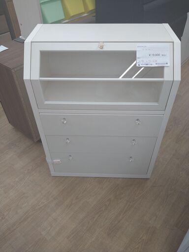 ★ジモティ割あり★ ピーカンパニー ガラスチェスト ホワイト H94×W72×D40 クリーニング済み KJ1222