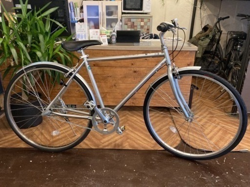 【前輪タイヤ新品！無印良品内装3段】27インチ　クロスバイク　シルバー