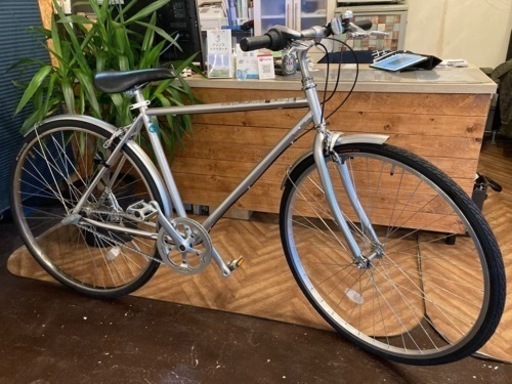 【前輪タイヤ新品！無印良品内装3段】27インチ　クロスバイク　シルバー