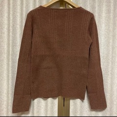 ブラウン スクエアリブニット Lの画像