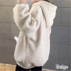 長袖ボアパーカー ページュの画像