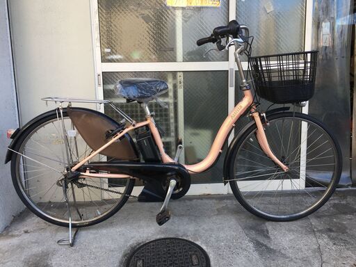 地域限定送料無料　ブリヂストン　アシスタ　ロイヤル　新基準　子供乗せ　12,8AH　薄オレンジ　ナチュラ　ビビ　神戸市　電動自転車