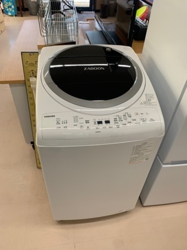 メ　美原店　TOSHIBA 美品　ZABOON 東芝 電気洗濯乾燥機 AW-8VM1 洗濯8.0kg /乾燥4.5kg 抗菌メガシャワー洗浄 温かザブーン洗浄 低騒音設計【2021年製】