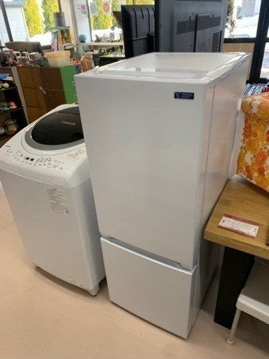 美原店:万代店　美品　2021年製 YAMADA 156L / 2ドア冷凍冷蔵庫/右開き【YRZ-F15G1】フロント庫内LED灯!! フルオープン扉!!