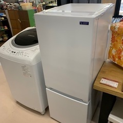 美原店:万代店　美品　2021年製 YAMADA 156L / 2ドア冷凍冷蔵庫/右開き【YRZ-F15G1】フロント庫内LED灯!! フルオープン扉!!