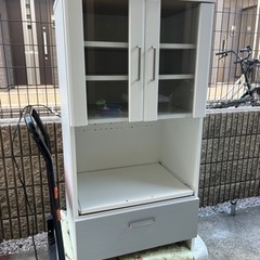 食器棚　白　コンセント付き　引き出し