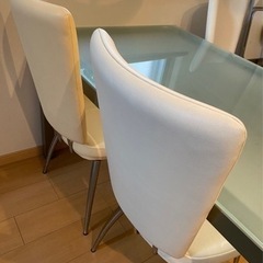 【決定しました】ガラス ダイニングテーブル 回転式チェア 4脚 セットの画像