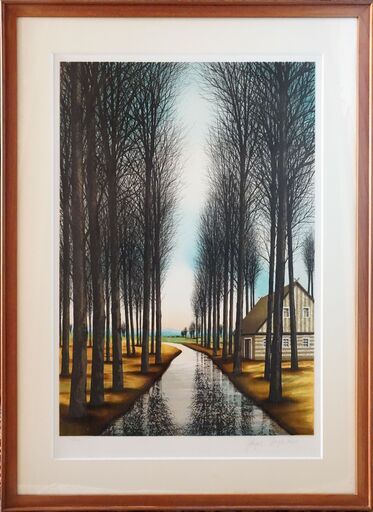 ジャック・デペルト　リトグラフ　秋の川辺　32/150部、直筆サイン有り