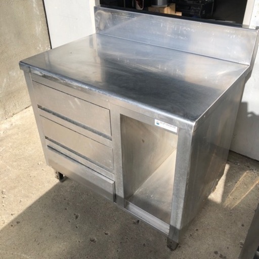 業務用 900×600×800mm 調理台 作業台 3段引き出し サンウェーブ