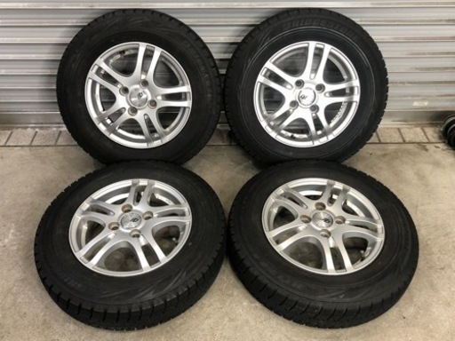 【W2822】15年製 145/80R13 ブリジストン ブリザックREVO-GZ 社外アルミ 軽自動車 スタッドレス 冬タイヤ