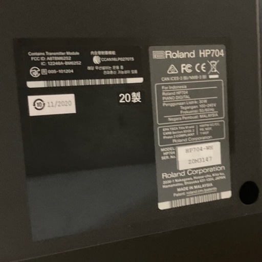 動作品 Roland ローランド HP704 電子ピアノ 2020年製 楽器