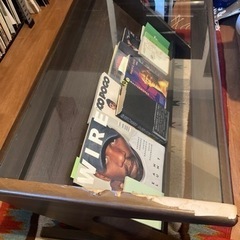 雑誌ラック付き アンティークソファーテーブル/コーヒーテーブル