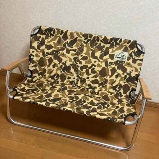 カモフラ　迷彩柄　ロースタイルベンチ　2人掛け　キャンプ