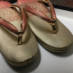 和装　草履　ハンドバック　セット　ゴールド&ピンクの画像