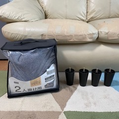 2人ソファ　脚外せます　ニトリカバー付けますの画像