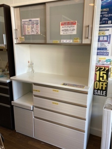 24596 2枚ガラス扉 食器棚 ◇大阪市内・東大阪市他 6,000円以上ご購入