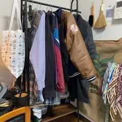 ハンガーラック　アイアン×木目調