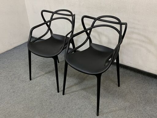 Kartell/MASTERS カルテル マスターズ ダイニングチェア ブラック フィリップ スタッキングチェア 2脚 中古家具 店頭引取歓迎 R6797)