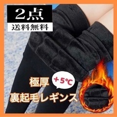 ２足 レギンス　トレンカ ブラック 黒 裏起毛 冷え対策 人気 ...