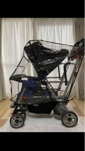 （最終値下げ）二人乗りベビーカー　joovy カブース　レインカバー付き
