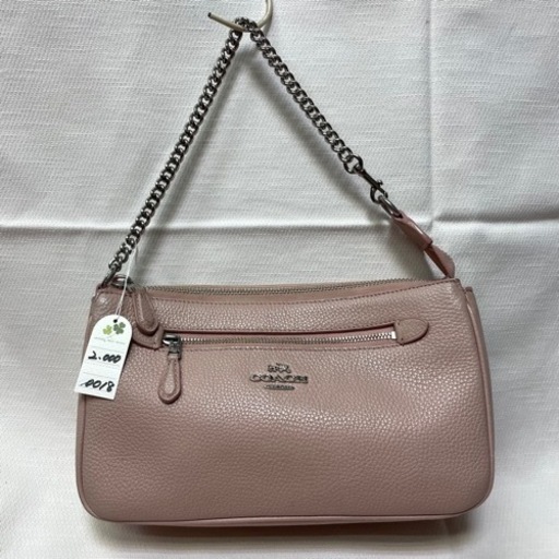 【美品 激安】0018 COACH オールドコーチ 本革 レザー×チェーン ミニマリストバッグ ミニバッグ トレンドカラーのくすみピンク