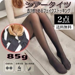 透け感 【2点】フェイクタイツ ストッキング 85g 防寒 極暖...