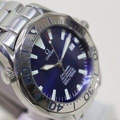 【苫小牧バナナ】質屋鑑定品 OMEGA/オメガ シーマスター プロフェッショナル 300 デイト クロノメーター 自動巻き 青文字盤 コマ/ギャラあり♪の画像