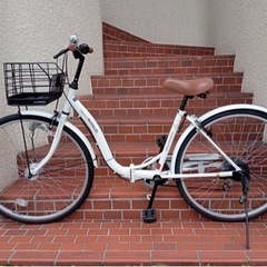 26インチ自転車】折りたたみ 6段変速 LEDオートライト付 リヤタイヤ