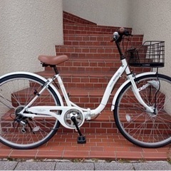 26インチ自転車】折りたたみ 6段変速 LEDオートライト付 リヤタイヤ