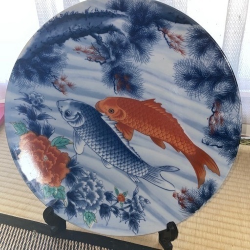 夫婦鯉の飾り絵皿