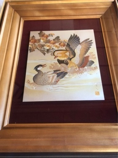 額縁入りの鳥の絵　※配送ご相談下さい。